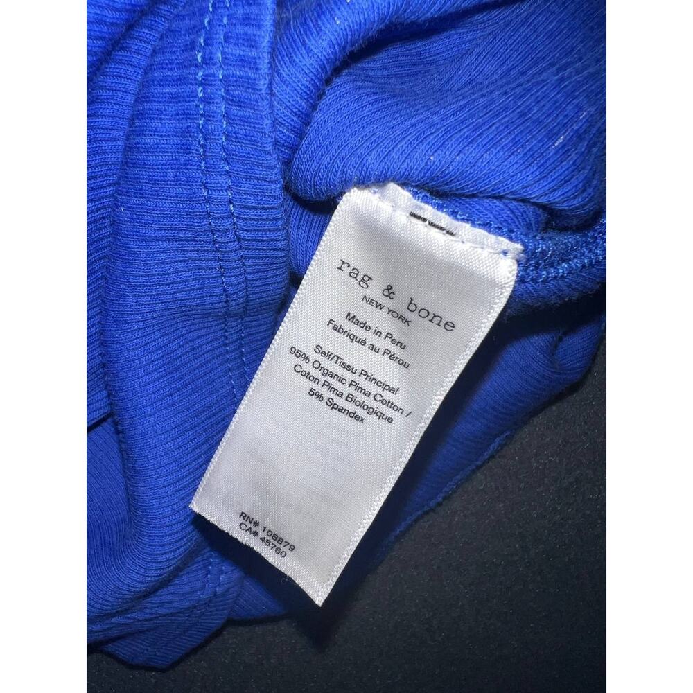 Rag & Bone organic pima cotton Y2K Blue Essential Rib Tank Top Medium A008834 - Picture 5 of 8